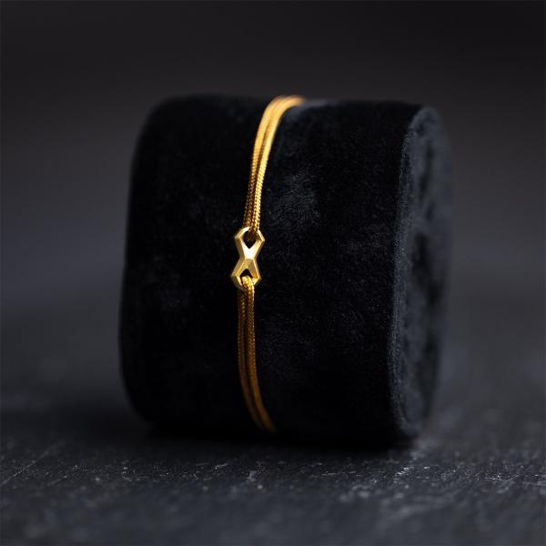 1,5 mm braunes Nylonarmband mit vergoldetem Infinity-Zeichen - Infinity Brown Gold